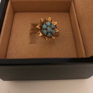 18 K gold ring with simil turquoise stones